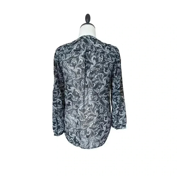 Gap Black and White Floral Sheer Blouse Size S - Picture 5 of 6